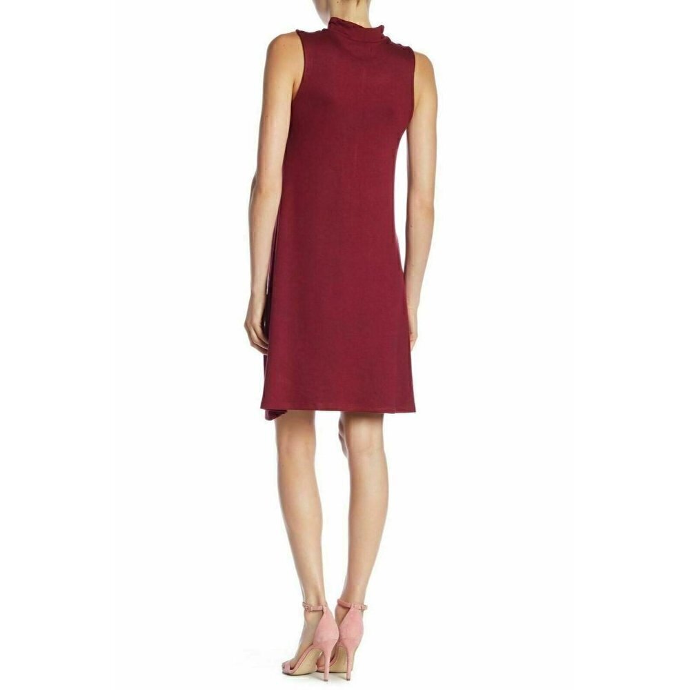 Joan Vass Red Mock Neck Sleeveless Knit Dress M - Picture 2 of 3